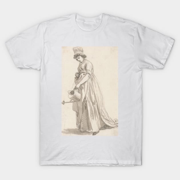 A Girl with a Watering Can facing left- Sarah Hough, Mrs. T.P. Sandby's Nursery Maid by Paul Sandby T-Shirt by Classic Art Stall